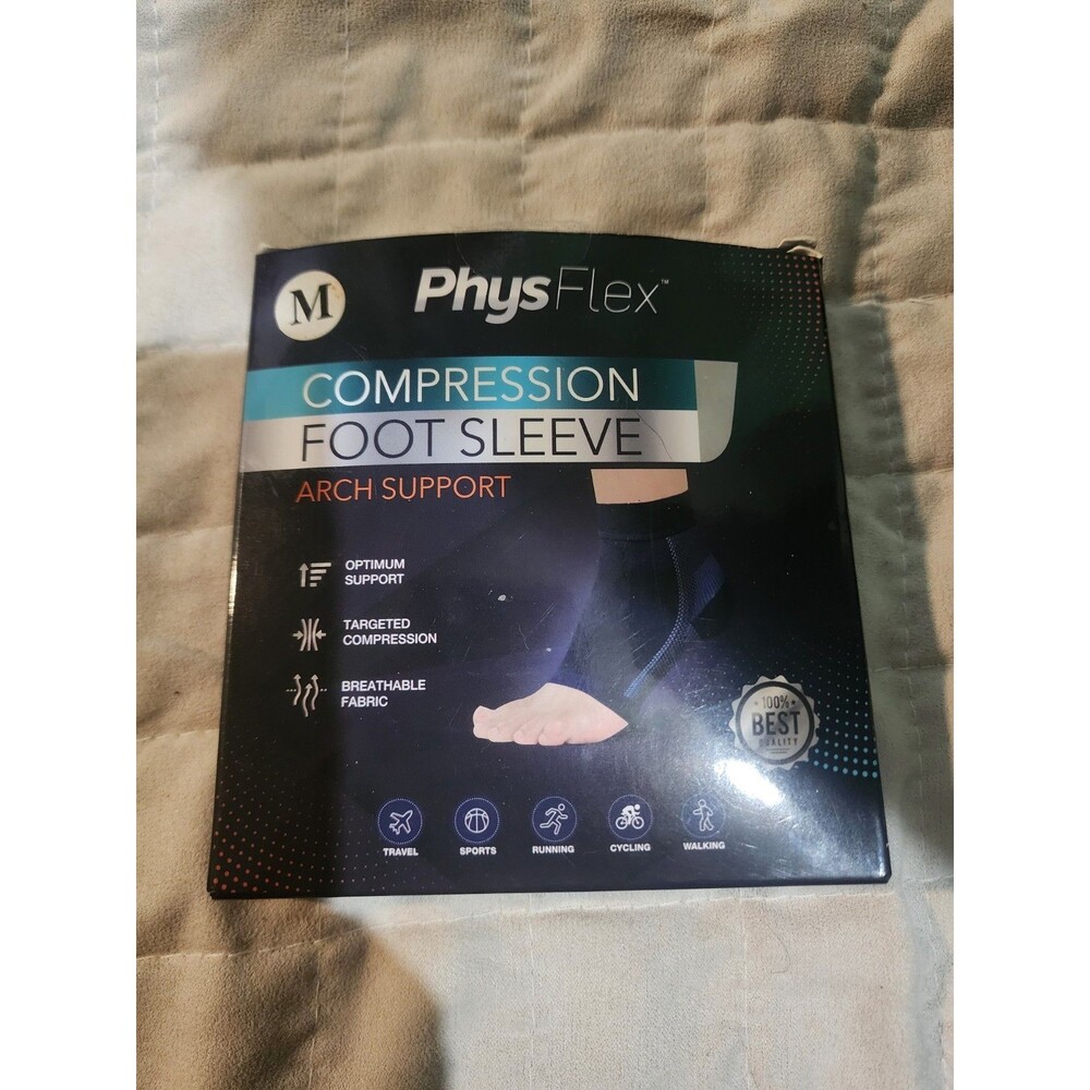 Physflex Compression Foot Sleeve Arch support Plantar Fasciitis New M Medium